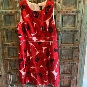 Ann Taylor Bright Poppies Sleeveless Cotton Dress